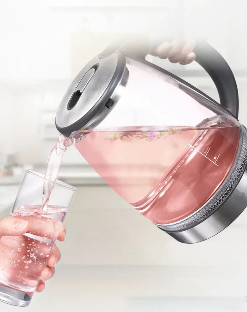 Diamri Cordless Glass Kettle 2L With LED Indicator Whisper Quiet Boil Borosilicate Glass Water Kettle-A