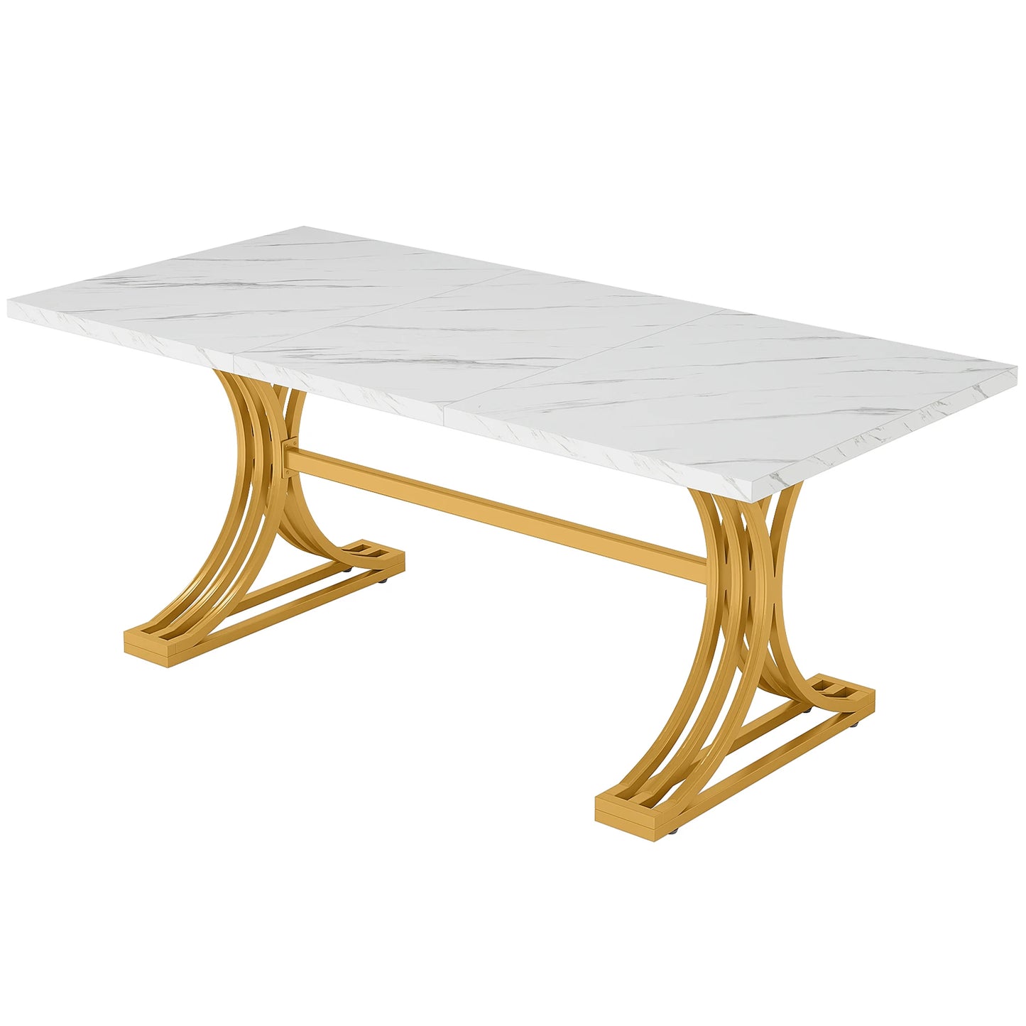 Tribesigns Rectangular Dining Table For Four To Six With Faux Marble Top Modern Kitchen Table-A