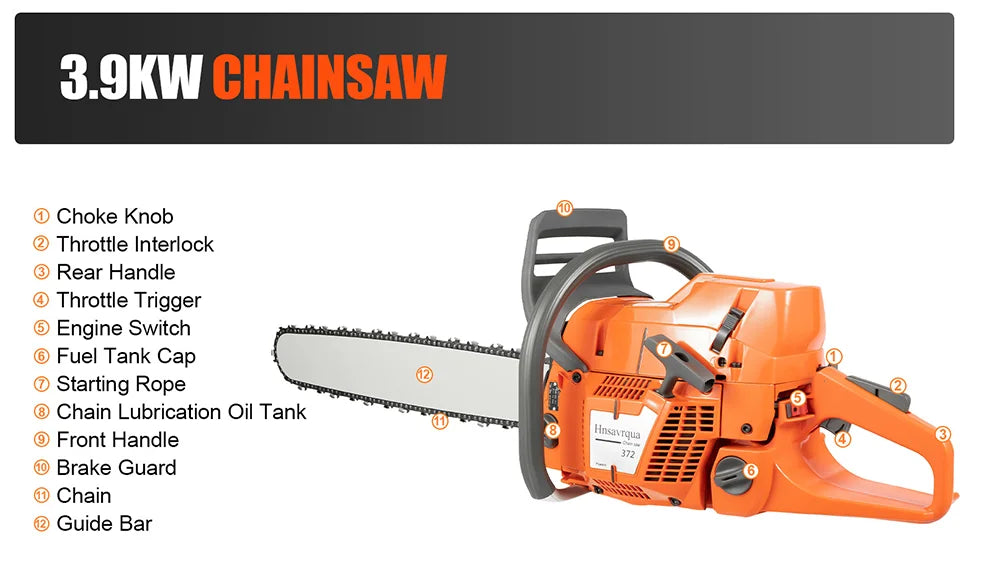 Cheuraivee Gas Powered Chainsaw With Two Stroke Engine Handheld Wood Cutting Tool-A