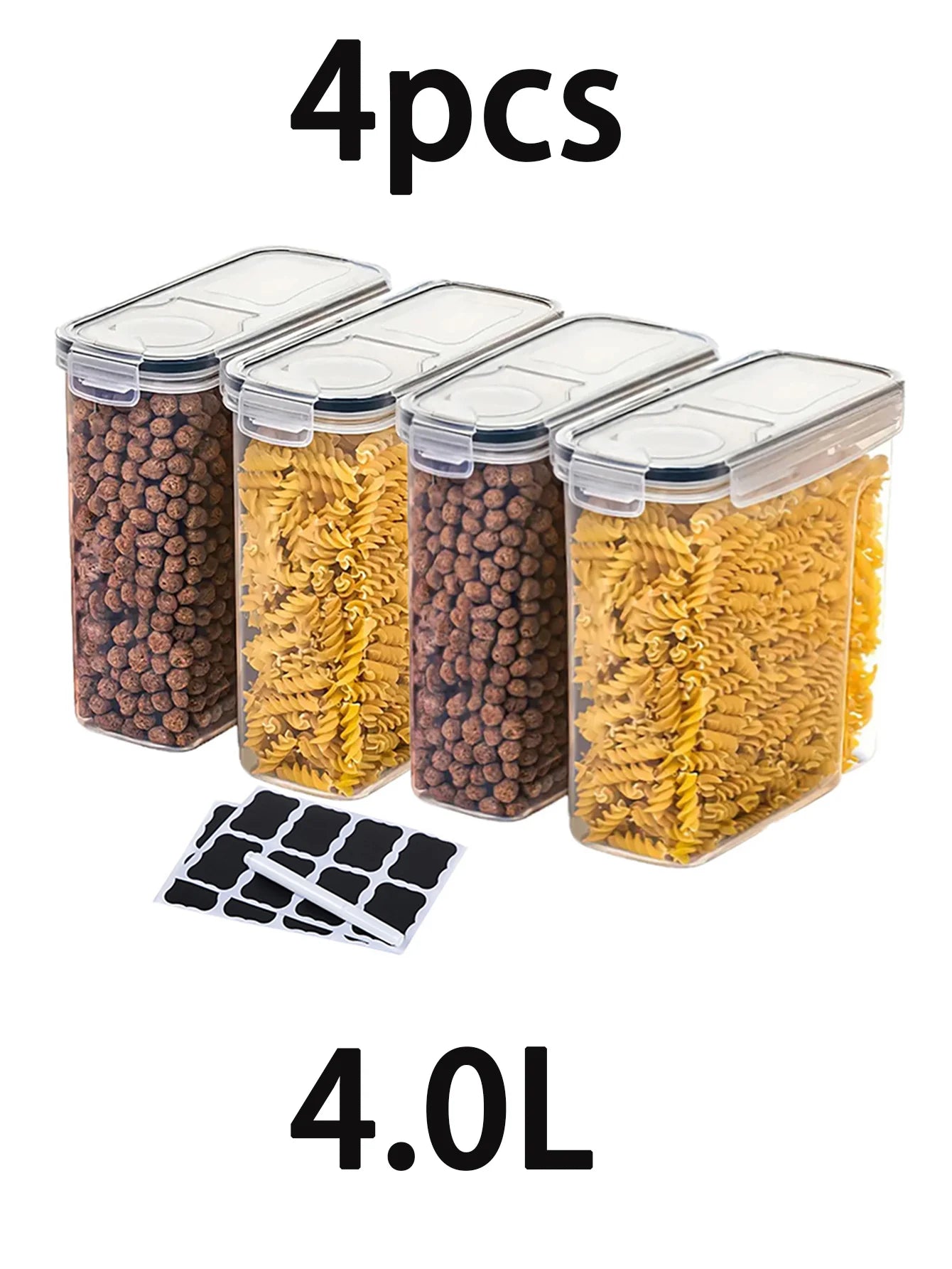 4 Pack 4L Large Airtight Food Storage Containers With Lids BPA Free Pantry Organizer-A