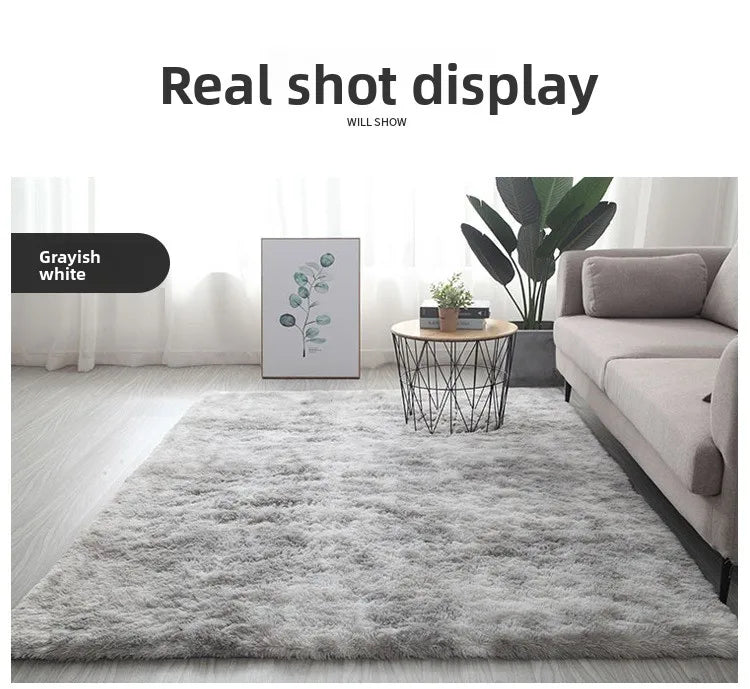 Rakks Tie Dye Silk Plush Geometric Living Room Rug 100 Percent Polyester Pile Ultra Soft-A