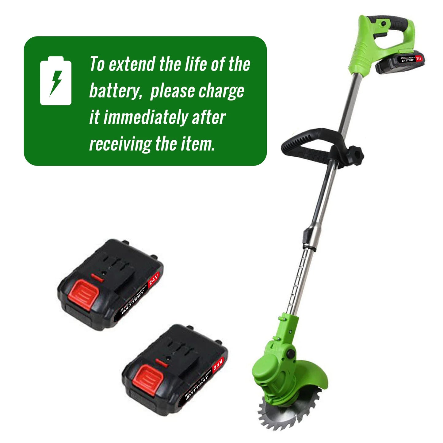 Cordless 2 In 1 Weed Trimmer With Dual 24V Lithium Batteries And Fast Charger Included-A