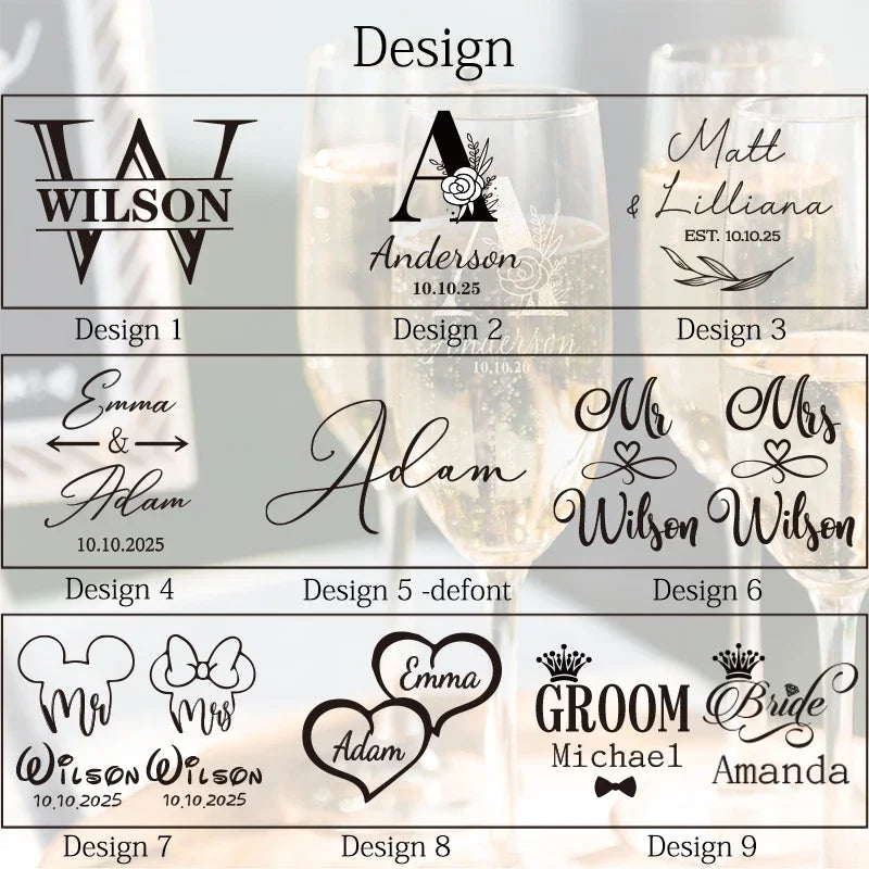Personalized Wedding Champagne Flutes Set Of 2 With Custom Laser Engraving Gift For Bride And Groom-A