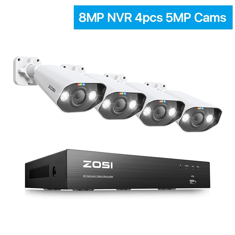 ZOSI 8CH POE Surveillance Kit With 4K Outdoor IP Cameras