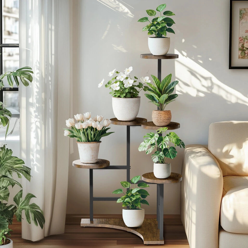 Wisfor Corner Plant Stand Indoor 6 Tiered Plant Shelf Flower Stand Tall Multi Pot Holder Rack Planter Organizer-A