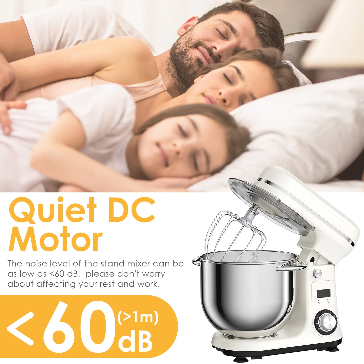 Biolomix Professional 6L Stand Mixer 1200W Copper DC Motor With 6 Speeds And Pulse-A