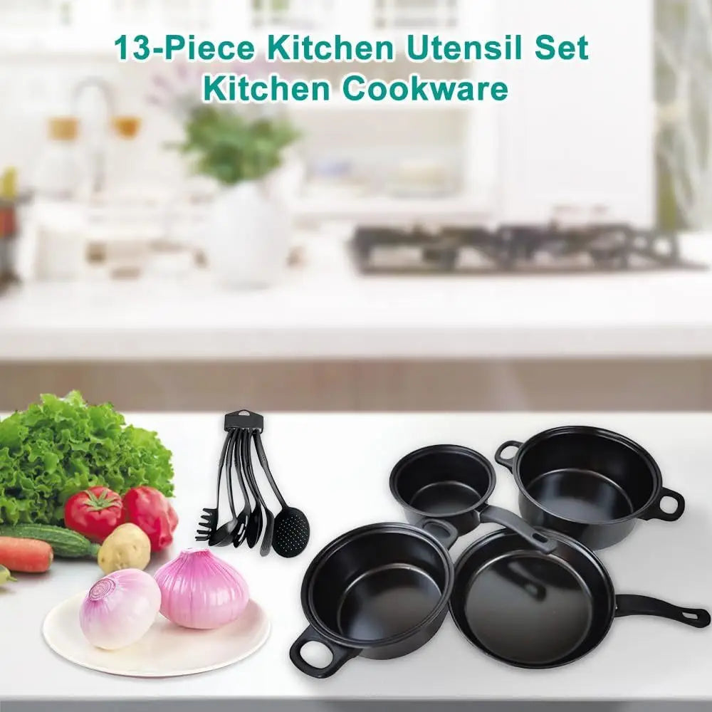 Cobasport 13 Piece Nonstick Cookware Set For Induction Cooker With Iron Core Medical Stone Coating For Even Heat-A