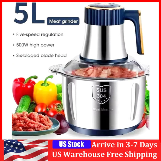Electric Meat Grinder And Vegetable Slicer Chopper 304 Stainless Steel