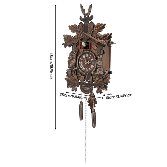 Forest Nordic Style Cuckoo Wall Clock Wooden Hanging Bird Clock
