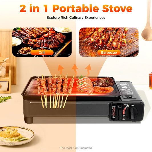Bymaocar Portable Camping Gas Grill With Butane For Outdoor Barbecue