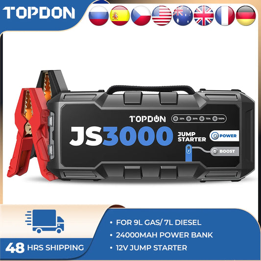 Topdon JS3000 3000A Car Jump Starter Power Bank 24000mAh