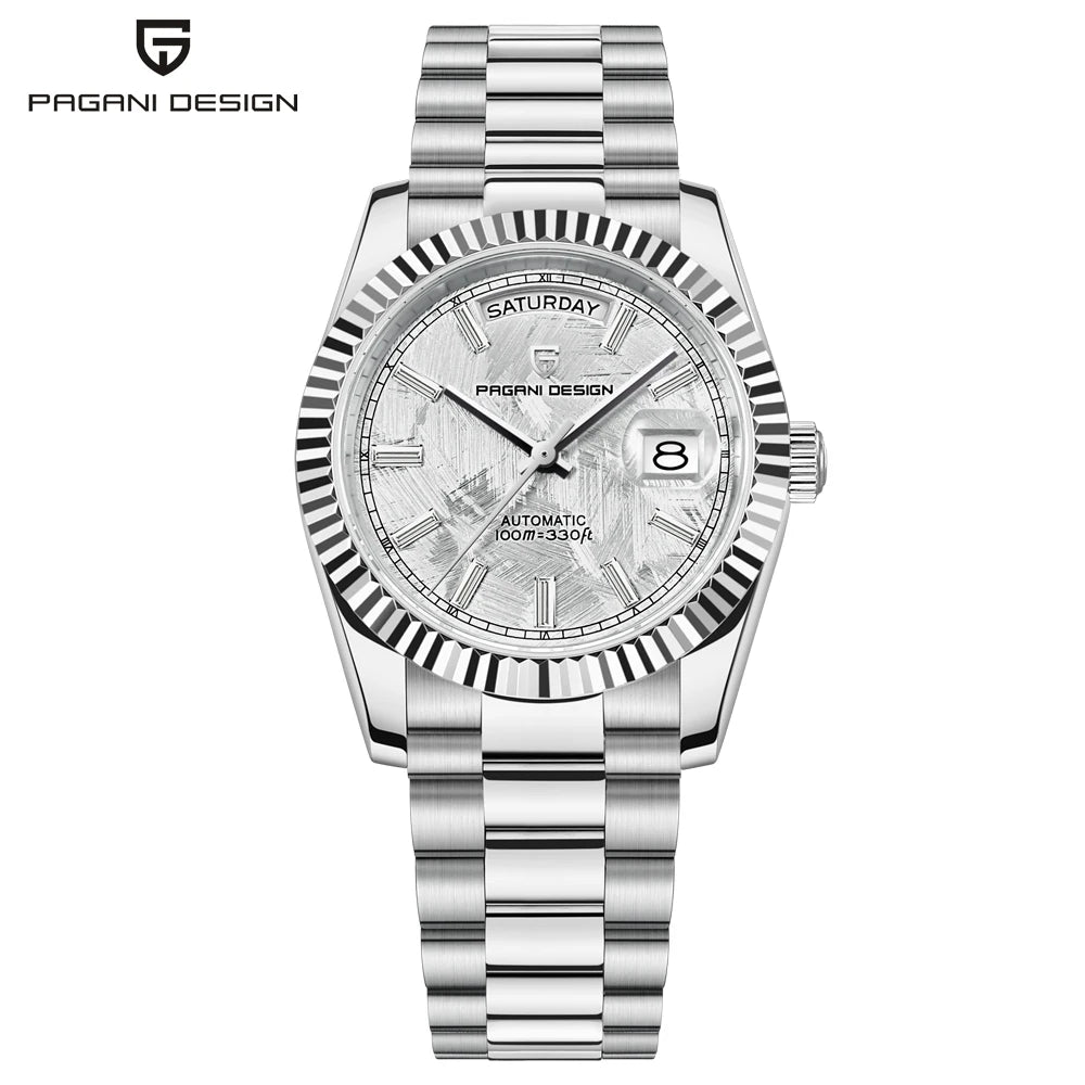 Pagani Design Double Calendar Automatic Sapphire Watch for Men Stainless Steel Case and Bracelet-A