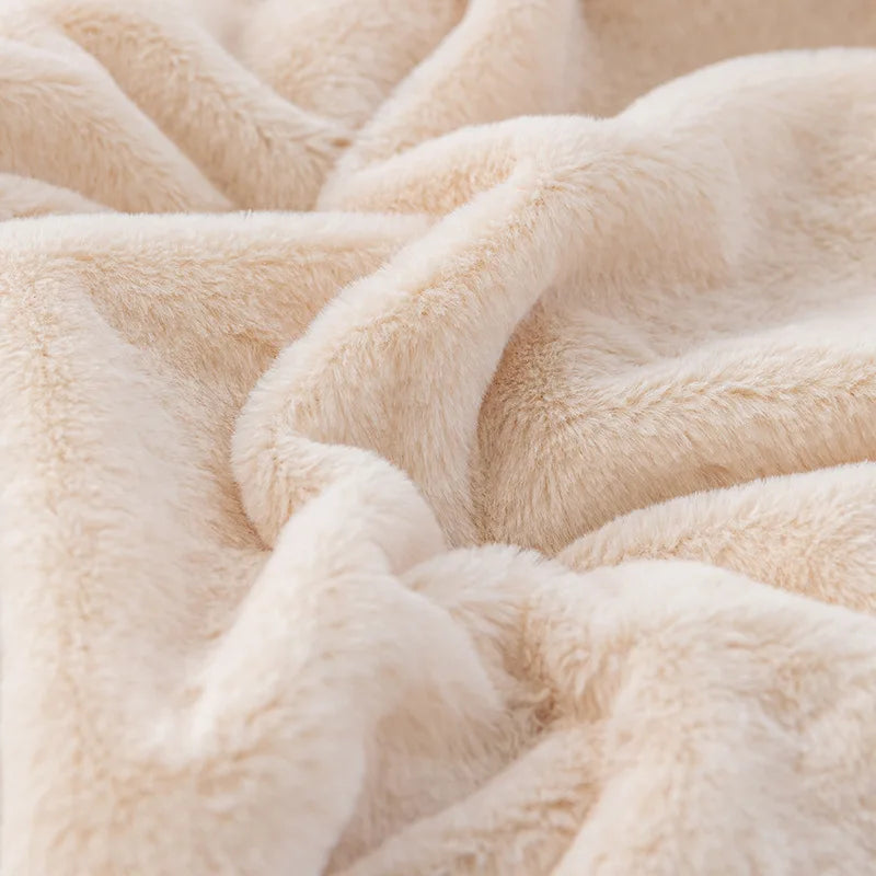 Rabbit Plush Blanket for Winter Warmth in Air Conditioned Rooms and Sofas Ultra Soft Cozy Throw-A
