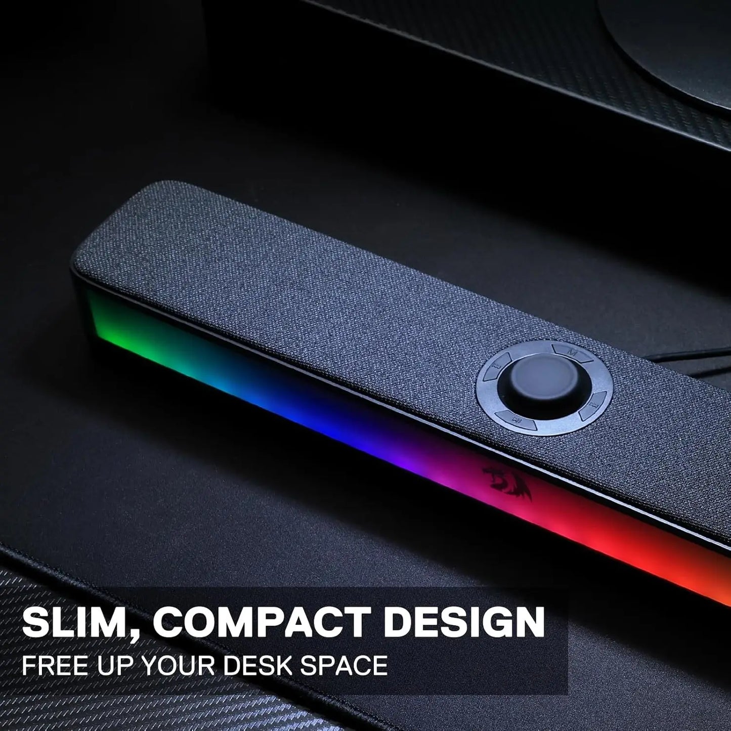 Redragon GS515 RGB Desktop Soundbar 2.0 Channel Computer Speakers Bluetooth 5.3 Wireless USB Connectivity-A