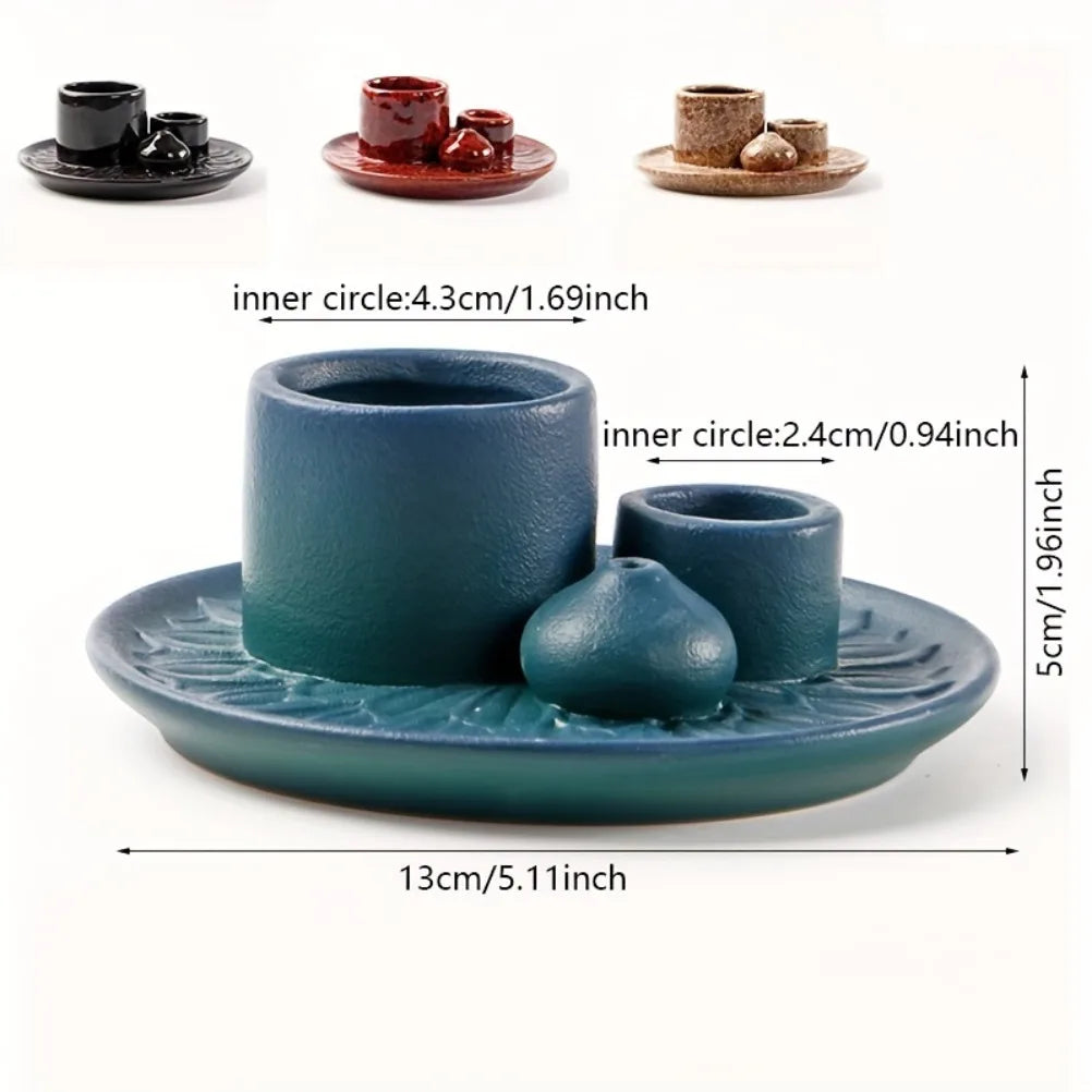 Ceramic Four In One Incense Holder For Yoga Meditation Relaxation Aromatherapy For Mindful Practices-A