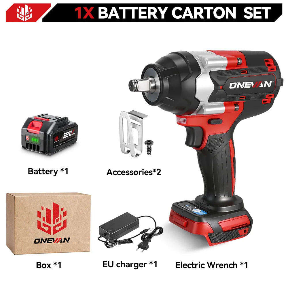 ONEVAN Brushless Electric Impact Wrench 1800 Nm Torque Cordless Tool A Stepless Speed Switch 0 To 7200 IPM-A