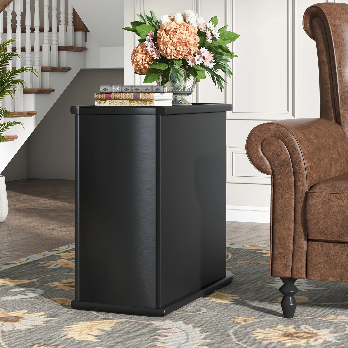Tribesigns Round Solid Wood End Table With Two Sliding Drawers No Assembly Required Nightstand-A