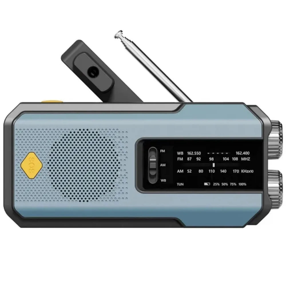 STONEGO Emergency Solar Hand Crank Radio Power Bank with NOAA Weather Alerts