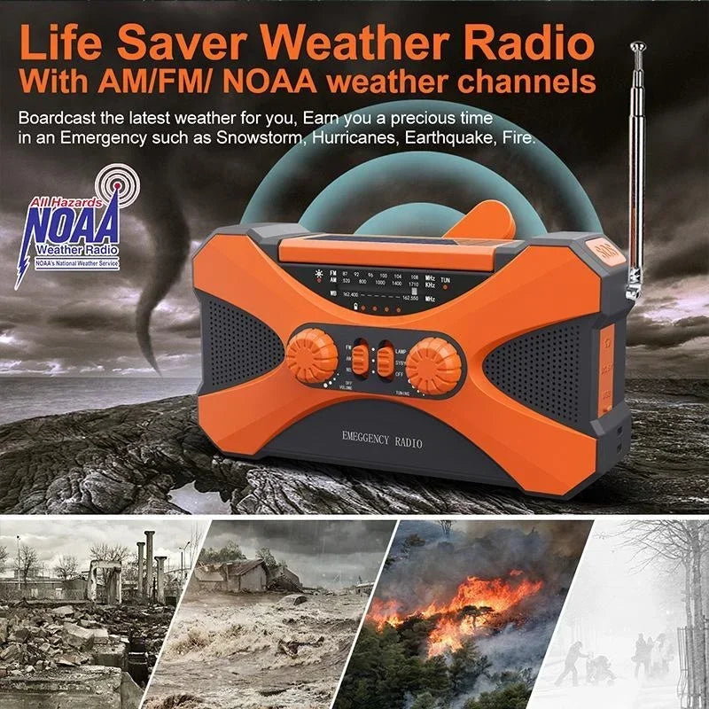 STONEGO 10000mAh Solar Hand Crank Emergency Radio AM FM NOAA