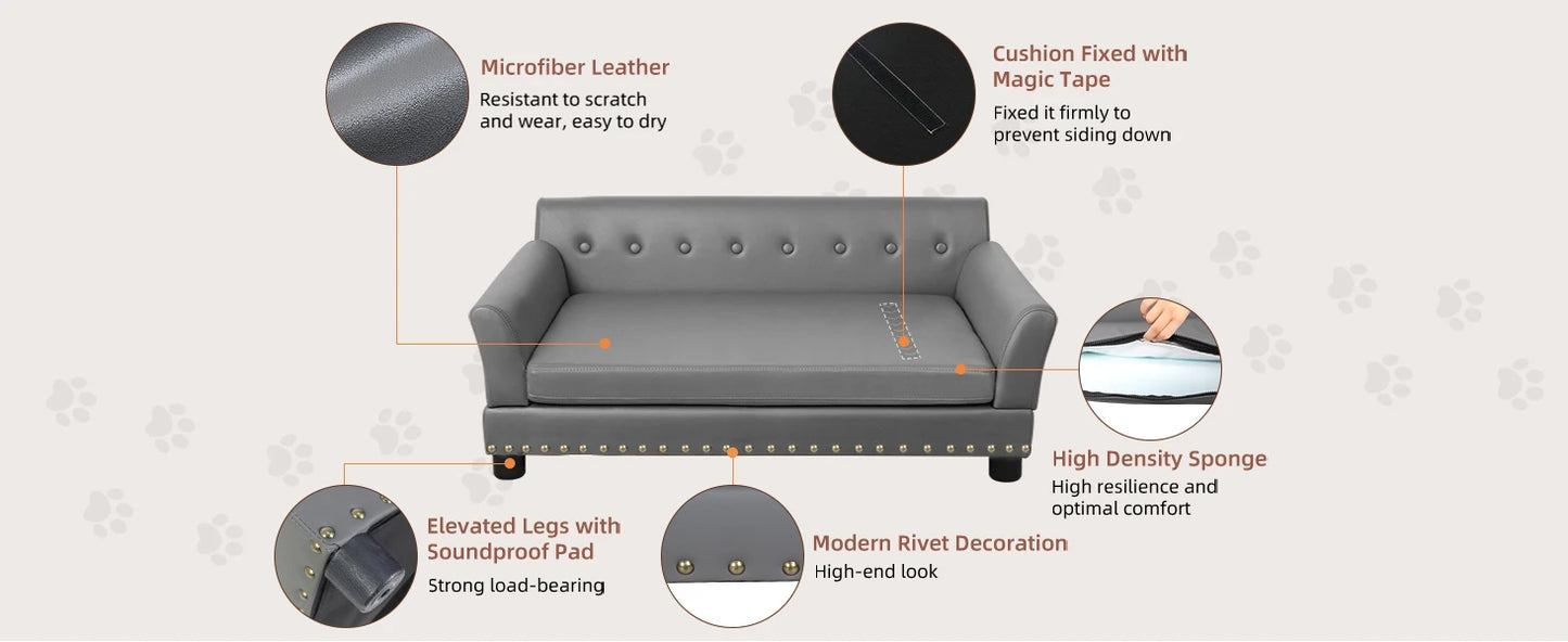 Bingopaw Rectangle Elevated Dog Bed And Sofa For Medium And Large Dogs Cushioned Support And Modern Design-A
