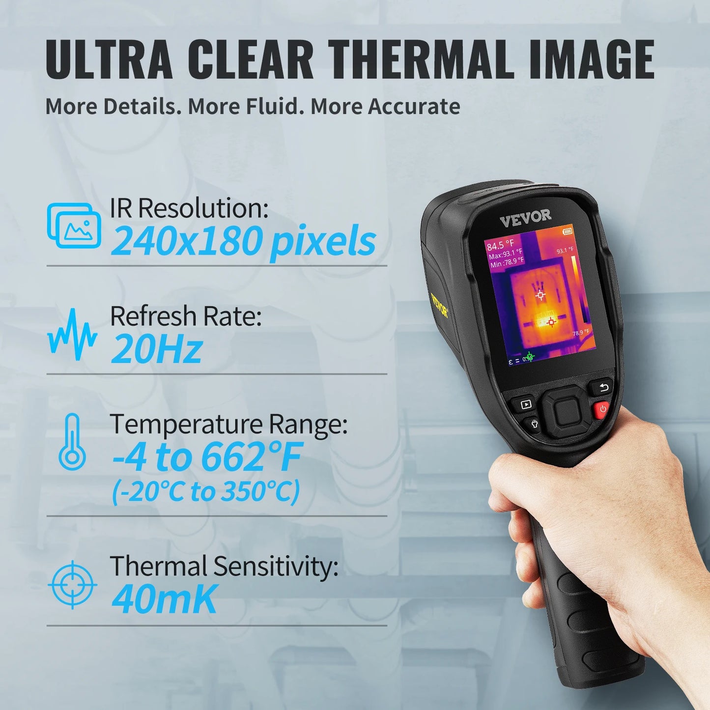 Thermal Imaging Camera 240x180 IR Resolution 20 Hz Refresh Handheld SC240 Imager for Temperature Mapping -4 to 662F-A