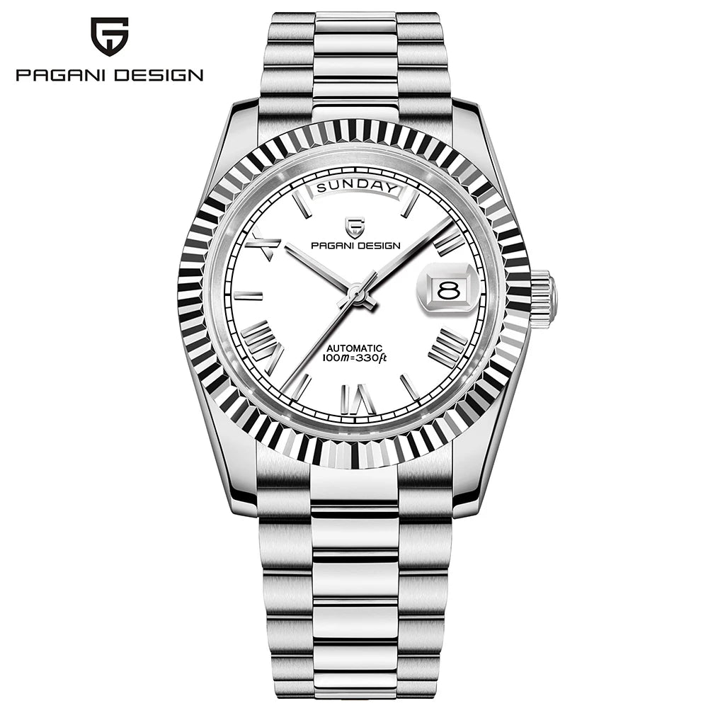 Pagani Design Double Calendar Automatic Sapphire Watch for Men Stainless Steel Case and Bracelet-A