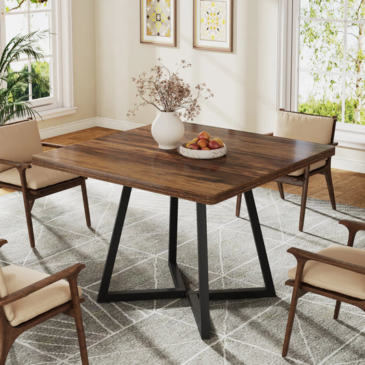 Tribesigns Industrial Wood Top Dining Table Metal Base