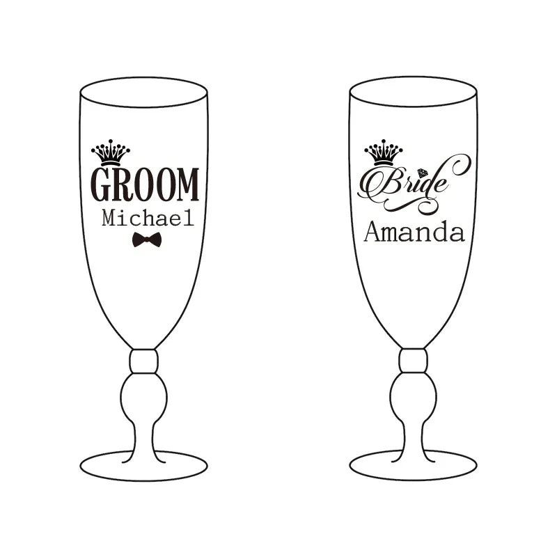 Personalized Wedding Champagne Flutes Set Of 2 With Custom Laser Engraving Gift For Bride And Groom-A