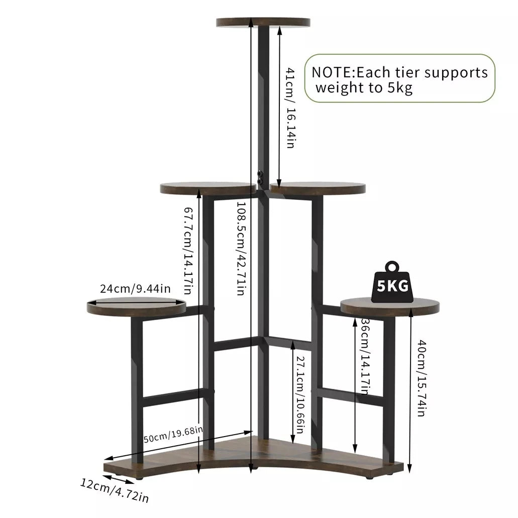 Wisfor Corner Plant Stand Indoor 6 Tiered Plant Shelf Flower Stand Tall Multi Pot Holder Rack Planter Organizer-A
