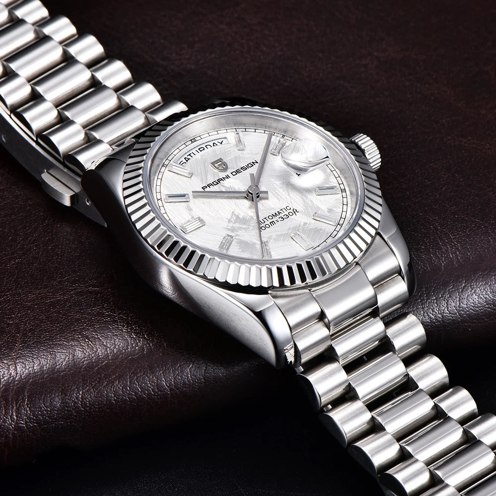 Pagani Design Double Calendar Automatic Sapphire Watch for Men Stainless Steel Case and Bracelet-A