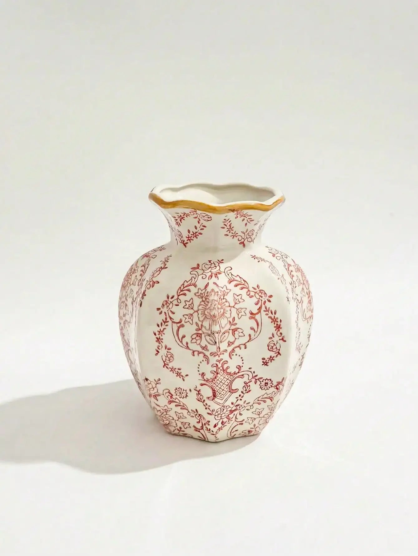 Porcelain Vase Chinese Retro Floral Decor For Living Room Multicolor Glaze Elegant Vintage Accent-A