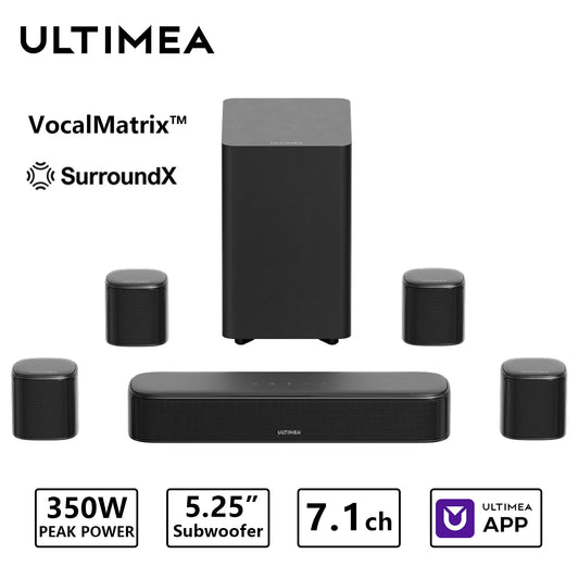 Ultimea 350W 7.1ch Virtual Surround Soundbar With Subwoofer And Smart App Control-A