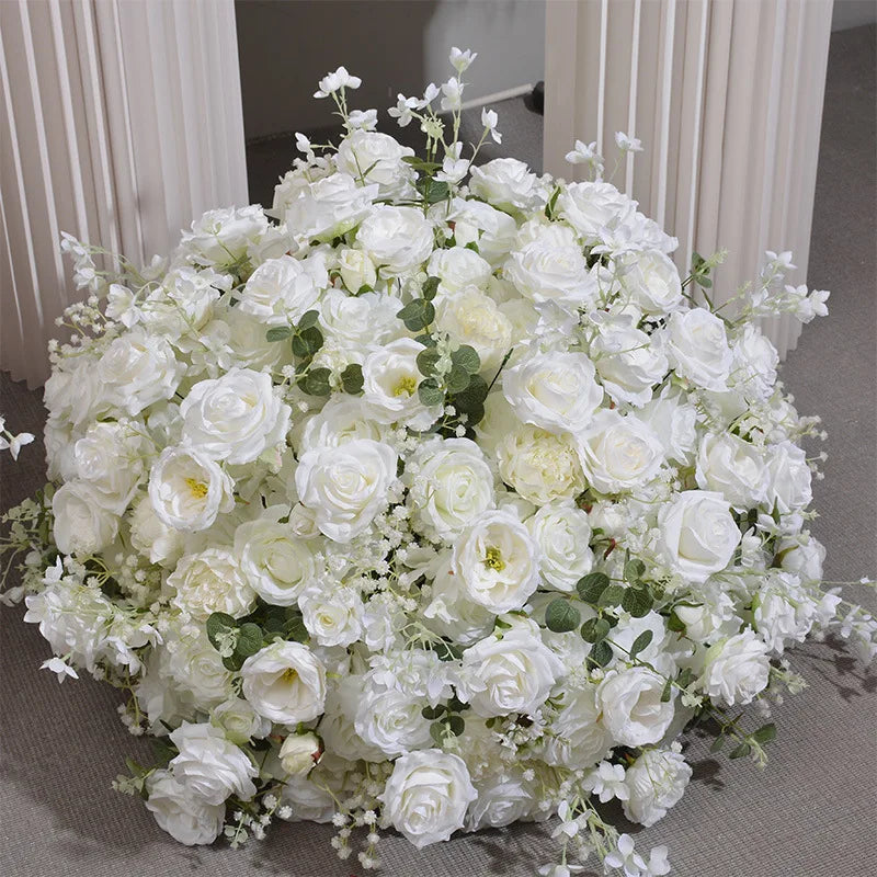 Silk Artificial Embroidered Rose Ball for Wedding Decor 40 to 80 cm Diameter Centerpieces Arches-A