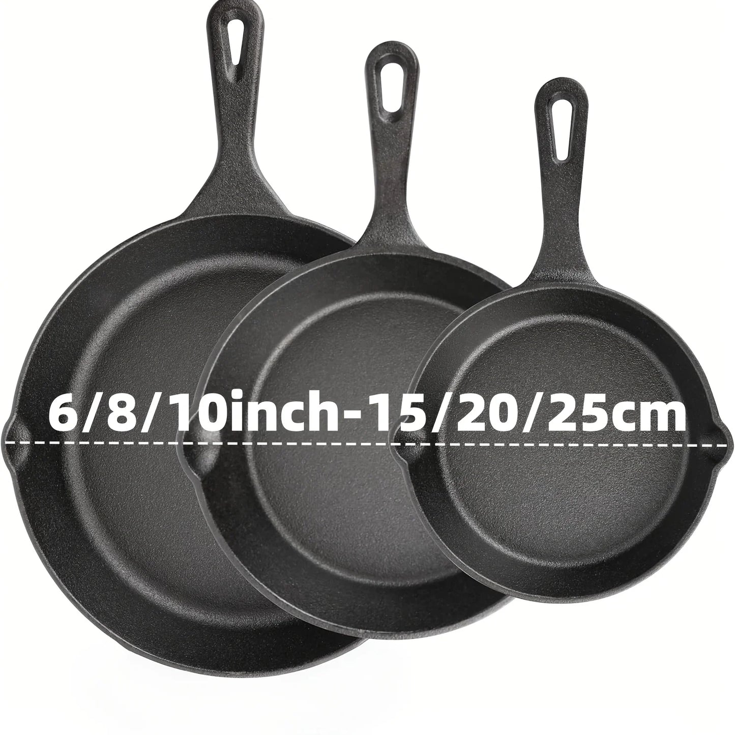 AEDG Cast Iron Skillet Set Preseasoned For Oven Grill Campfire