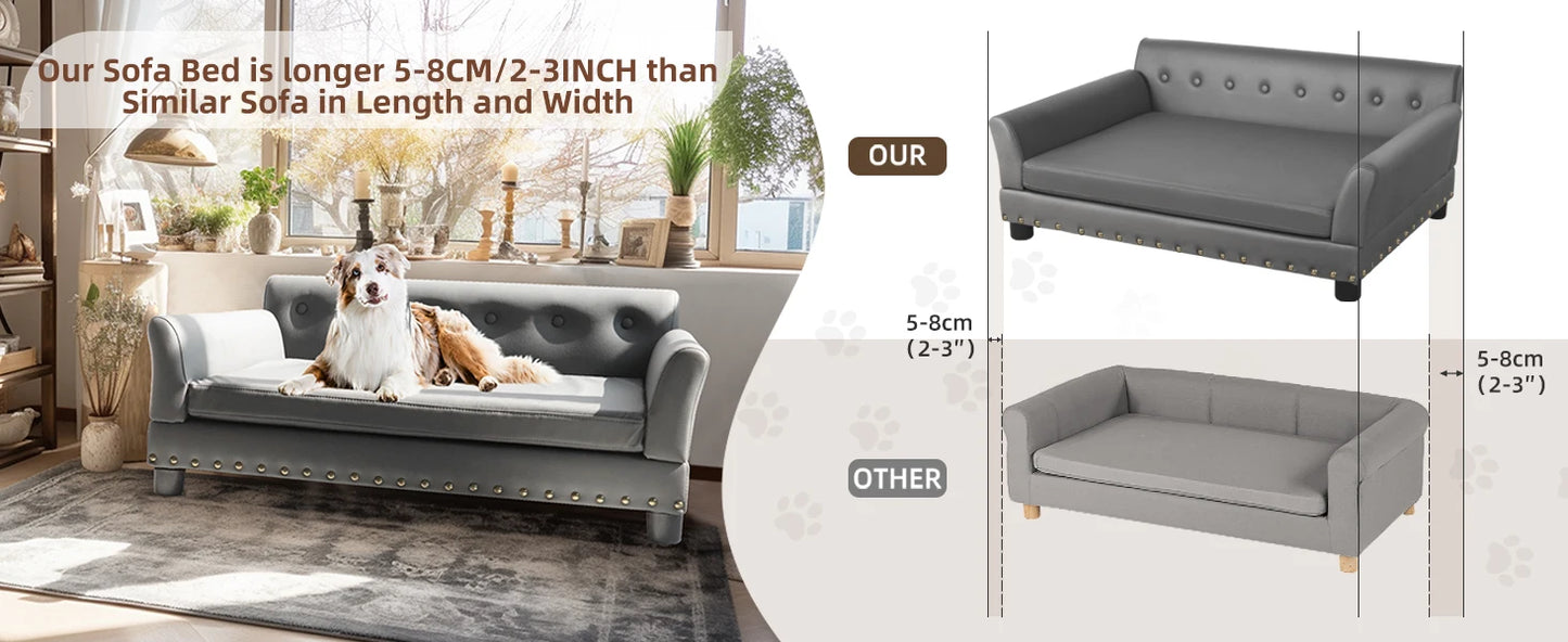 Bingopaw Rectangle Elevated Dog Bed And Sofa For Medium And Large Dogs Cushioned Support And Modern Design-A