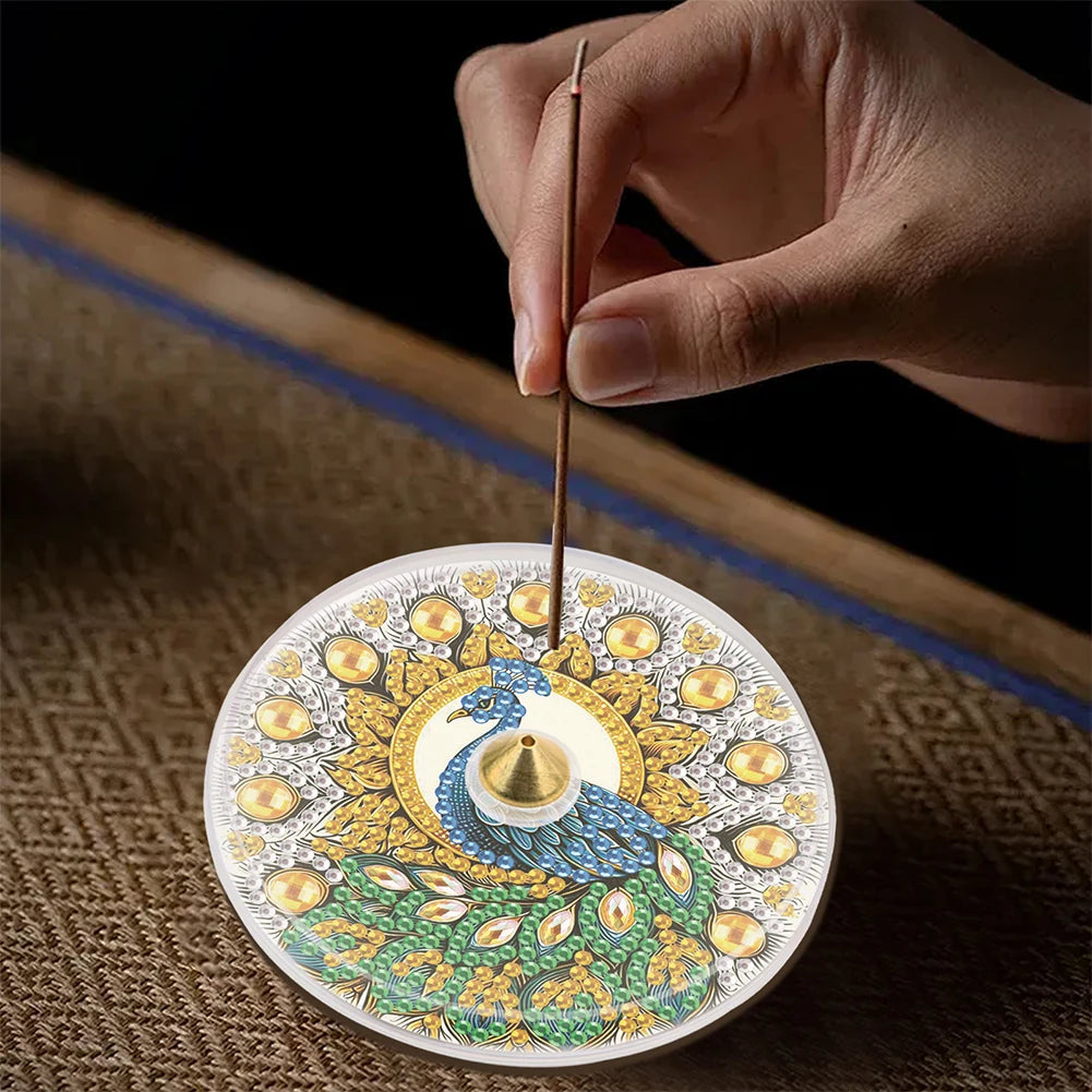 2Pcs 5D DIY Diamond Art Incense Holder Acrylic Aroma Stand Yoga Meditation