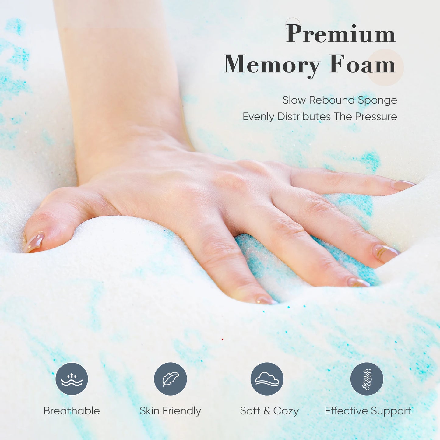 JHK Memory Foam Mattress Topper With Gel Cooling For Breathable Comfort And Targeted Pressure Relief-A
