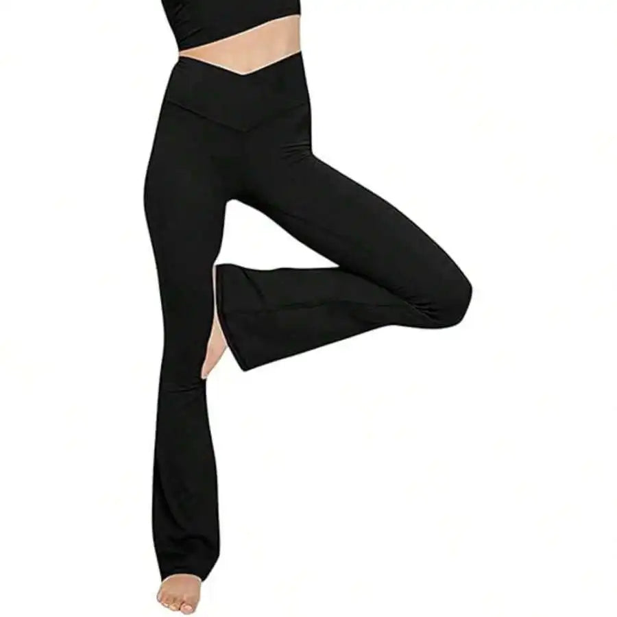 Womens High Waisted Flare Yoga Pants Wide Leg Workout Leggings