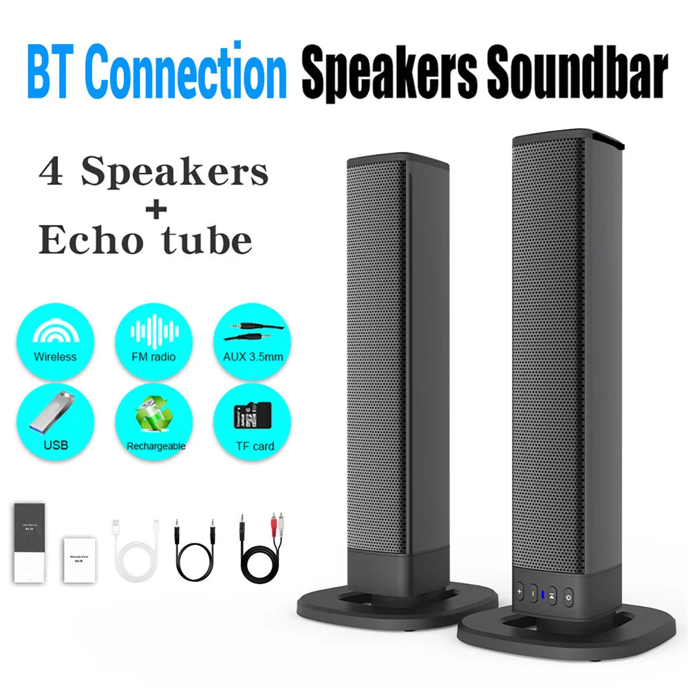 CURUK Wireless Bluetooth TV Sound Bar Two Speaker System With 20W Output And Bluetooth Five Point Zero-A