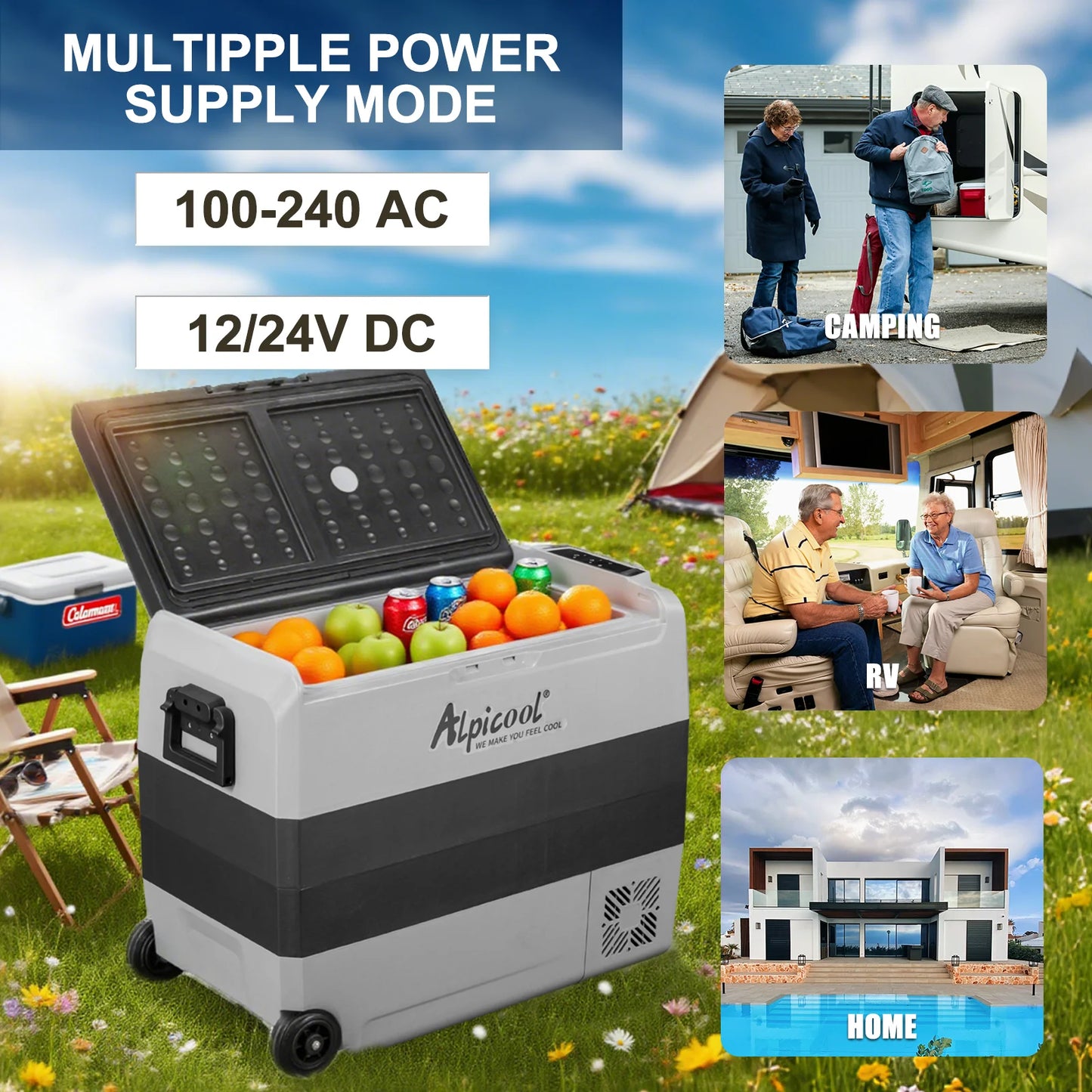 Alpicool T Dual Temperature 12V Car Refrigerator Freezer For Truck RV Boat Dual Zone With Detachable Sensor Divider-A