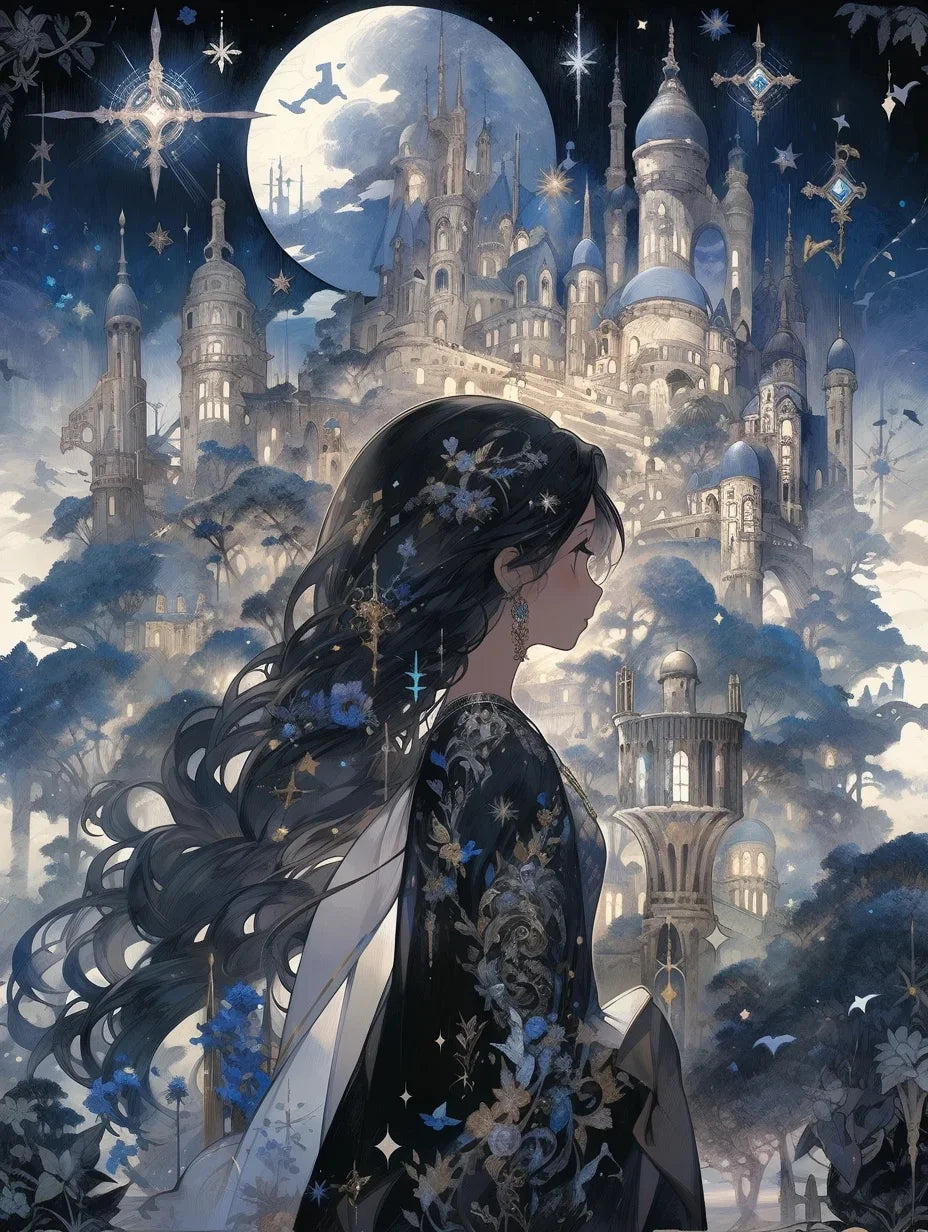 Potdemiel Fairy Dust DIY 5D Diamond Painting Dream Castle Mosaic Full Drill Square Or Round Diamonds-A