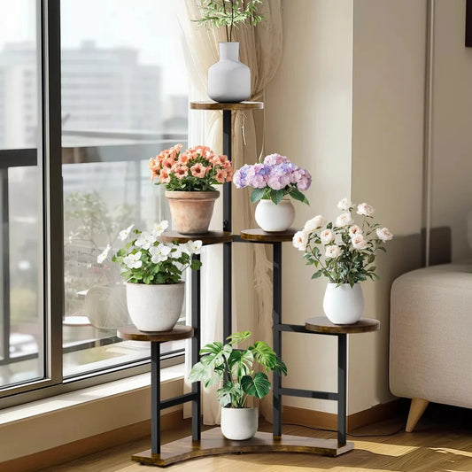 Wisfor Corner Plant Stand Indoor 6 Tiered Plant Shelf Flower Stand Tall Multi Pot Holder Rack Planter Organizer-A