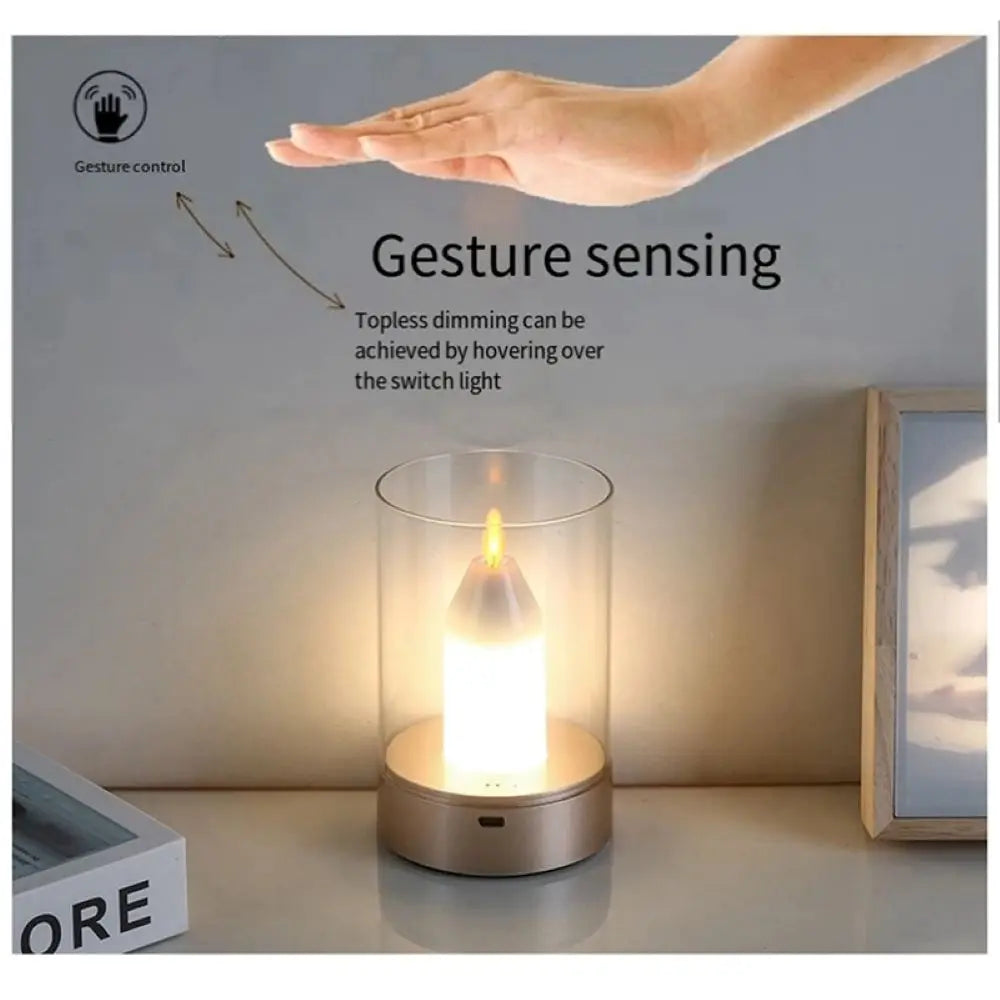 Rechargeable LED Flameless Candle Night Light With Manual Sensor Lamp