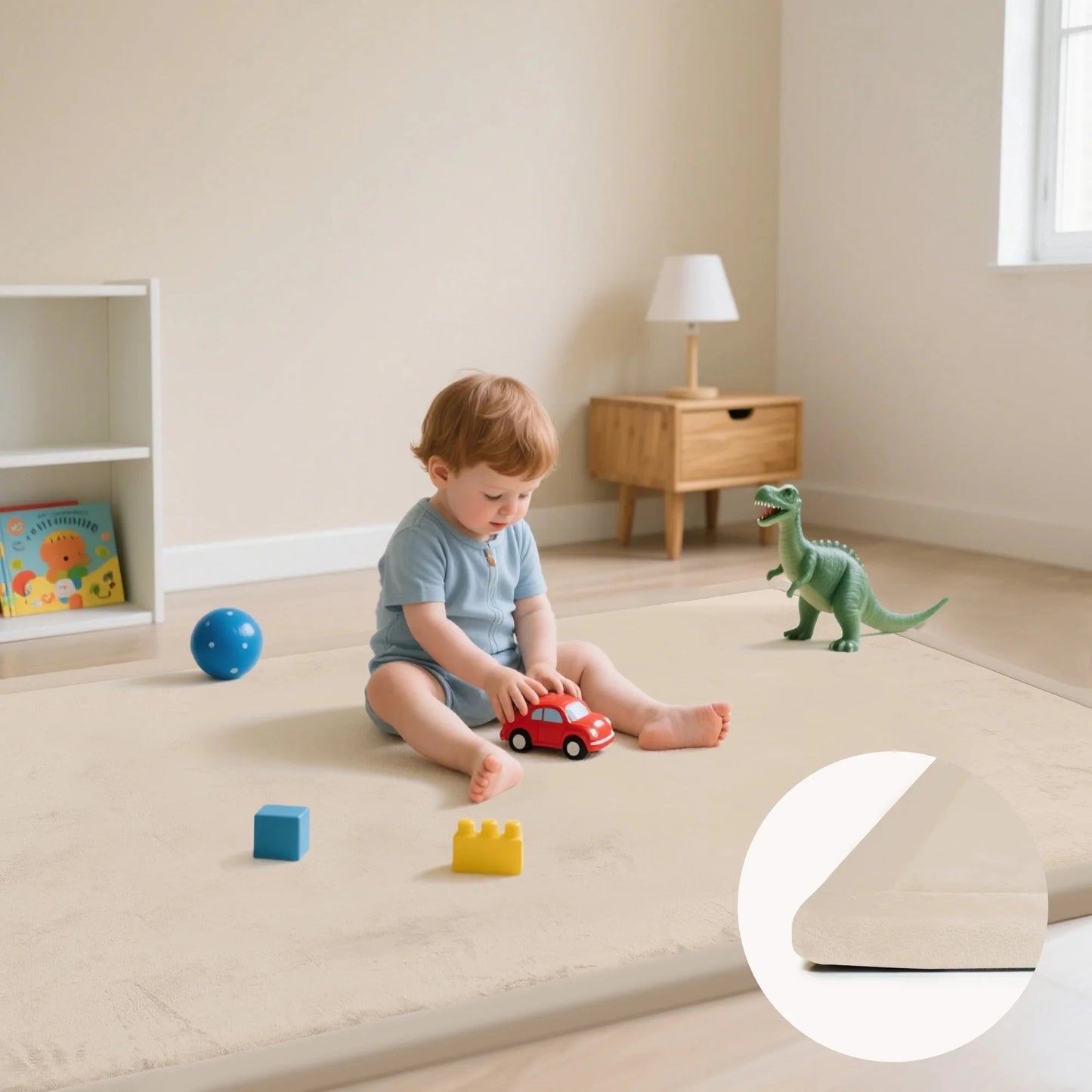 Tatami Style Baby Play Mat Non Slip Rug Floor For Tummy Time Cushioned Safe Polyester Surface-A