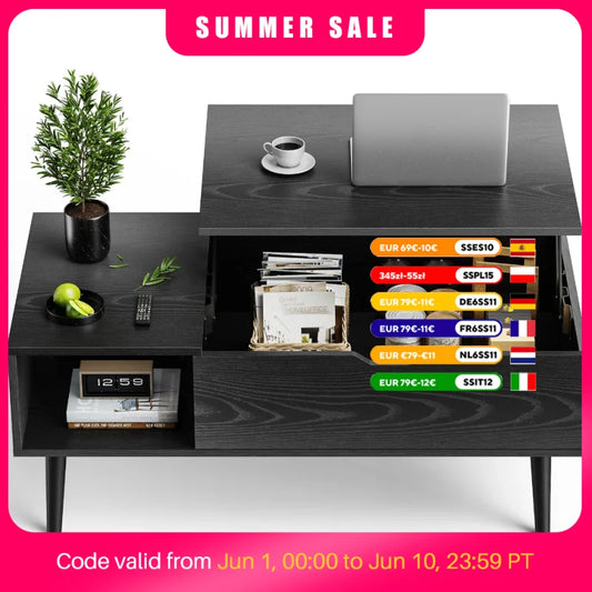 JHK Lift Top Coffee Table With Storage