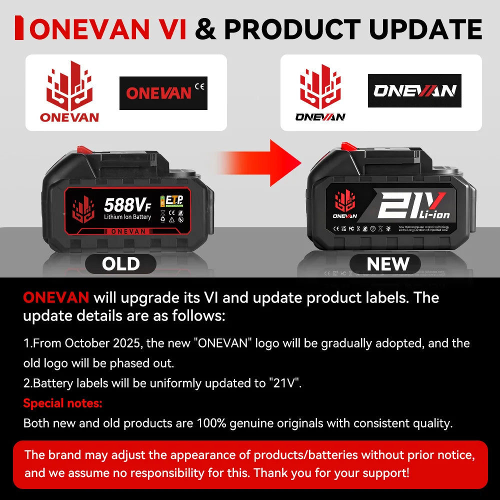 ONEVAN Brushless Electric Impact Wrench 1800 Nm Torque Cordless Tool A Stepless Speed Switch 0 To 7200 IPM-A
