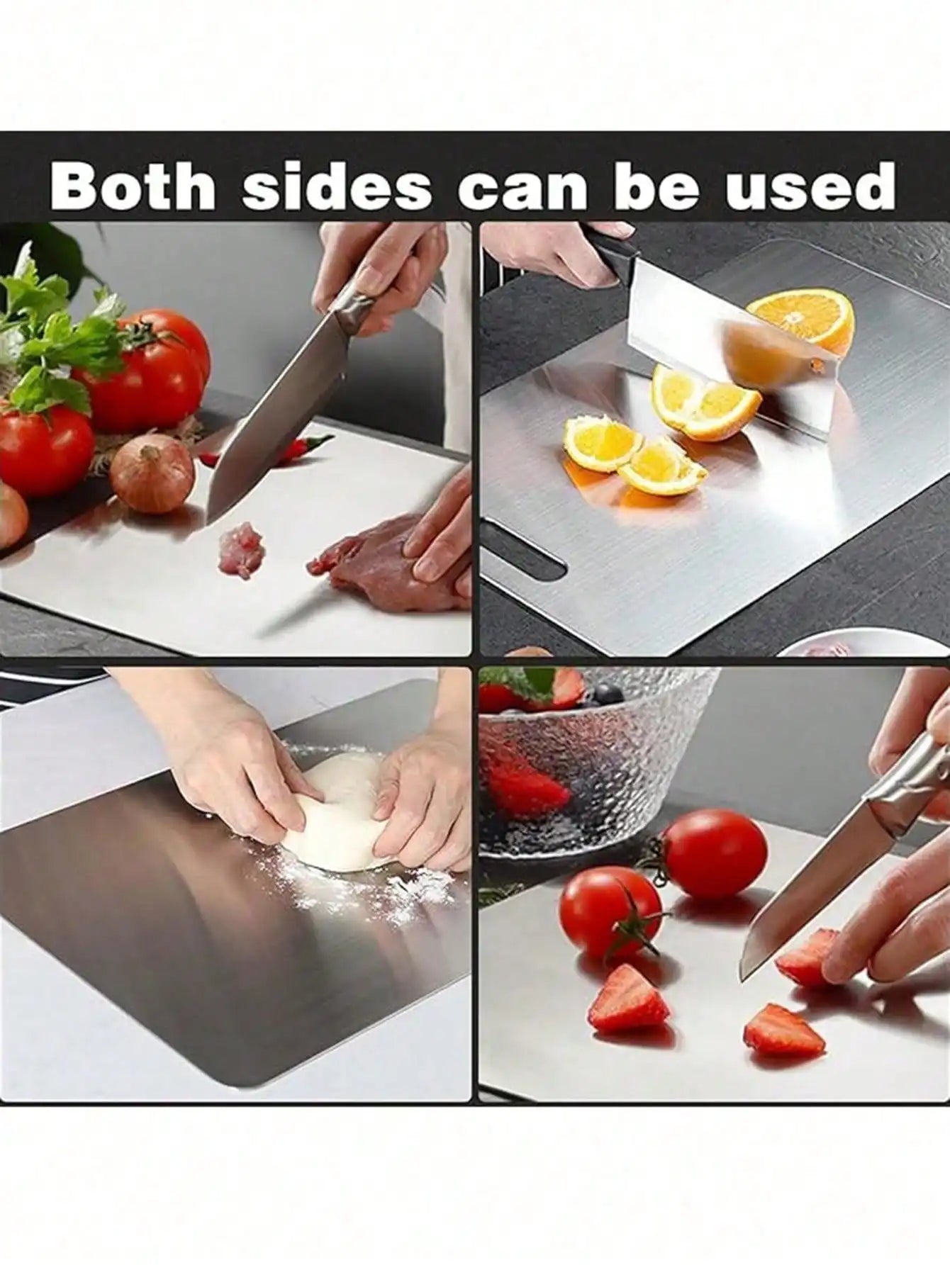 Titanium And 304 Stainless Steel Cutting Board Antibacterial Kitchen Non Slip Durable Surface-A