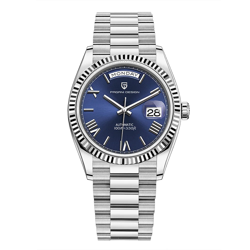 Pagani Design Double Calendar Automatic Sapphire Watch for Men Stainless Steel Case and Bracelet-A