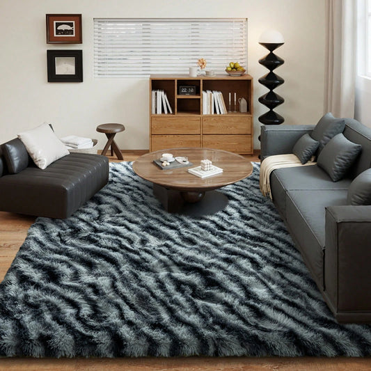 NONEDesign Fluffy Zebra Print Rug Shag for Bedroom Living Room