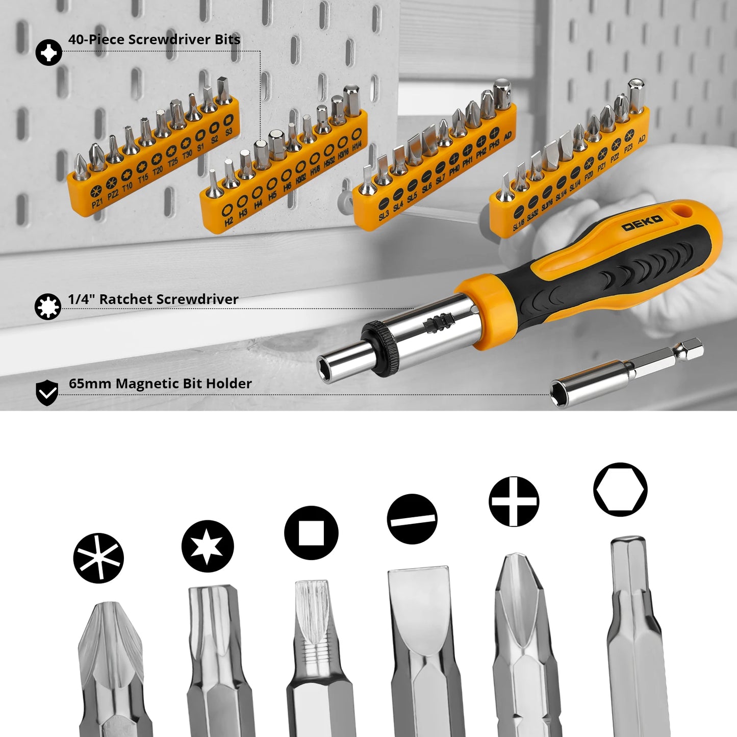 DEKOPRO 228 Piece Socket Wrench Auto Repair Tool Set In Sturdy Toolbox For Home Maintenance And Light Auto Projects-A
